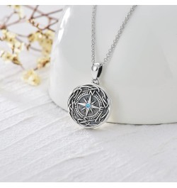 925 Sterling Silver Compass Locket Necklace That Holds Pictures, Birthday Graduation Gifts for Women Men Girls Compass Celtic...