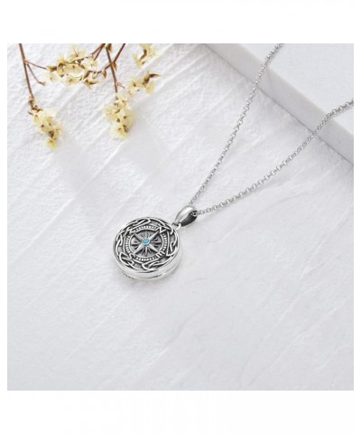 925 Sterling Silver Compass Locket Necklace That Holds Pictures, Birthday Graduation Gifts for Women Men Girls Compass Celtic...