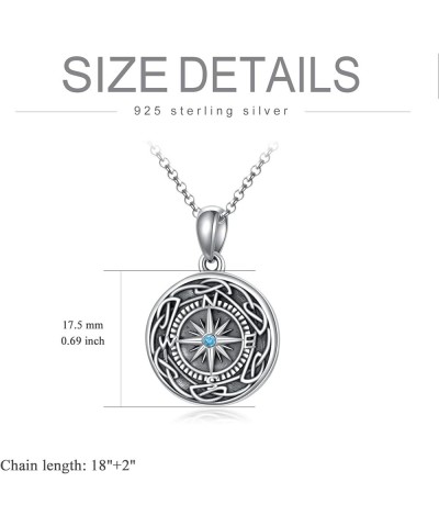 925 Sterling Silver Compass Locket Necklace That Holds Pictures, Birthday Graduation Gifts for Women Men Girls Compass Celtic...