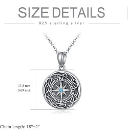 925 Sterling Silver Compass Locket Necklace That Holds Pictures, Birthday Graduation Gifts for Women Men Girls Compass Celtic...