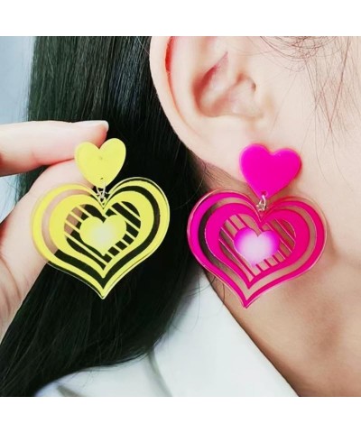 Love Heart Dangle Drop Earrings for Women Girls Fashion Acrylic Cute Statement Earring Valentine's Day Gift Jewelry Style C $...