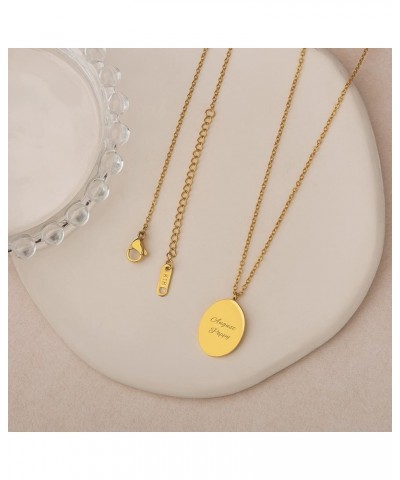 12 Month Birth Flower Necklace, Dainty Minimalist 18K Gold Plated Oval Shape Glossy Finish Floral Jewelry for Her, Happy Birt...