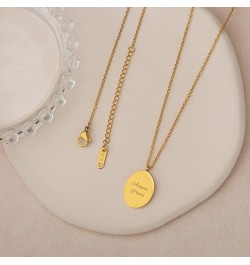 12 Month Birth Flower Necklace, Dainty Minimalist 18K Gold Plated Oval Shape Glossy Finish Floral Jewelry for Her, Happy Birt...