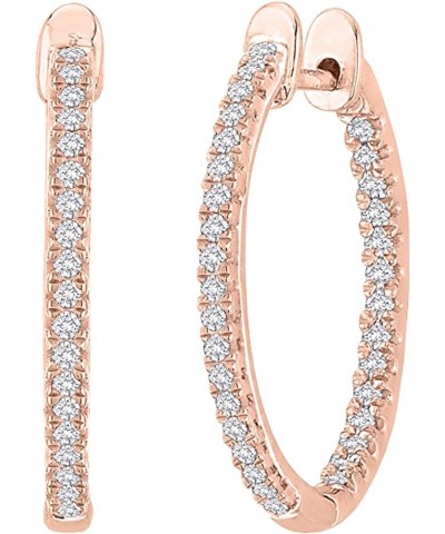 1-5 Carat Total Weight Inside Out Diamond Hoop Earrings Premium Collection (H-I Color SI2-I1 Clarity) 5.0 Carat 14K Rose Gold...