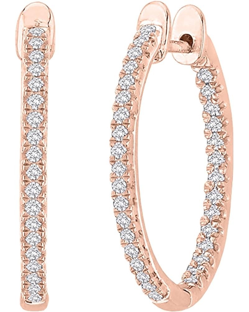 1-5 Carat Total Weight Inside Out Diamond Hoop Earrings Premium Collection (H-I Color SI2-I1 Clarity) 5.0 Carat 14K Rose Gold...