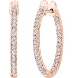 1-5 Carat Total Weight Inside Out Diamond Hoop Earrings Premium Collection (H-I Color SI2-I1 Clarity) 5.0 Carat 14K Rose Gold...