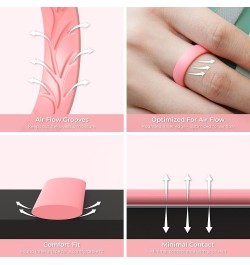 Women Silicone Wedding Bands, Breathable Leaf Cross Pattern Wedding Rings - 55mm Wide Black, Marble C, Light Pink B, Rose Gol...