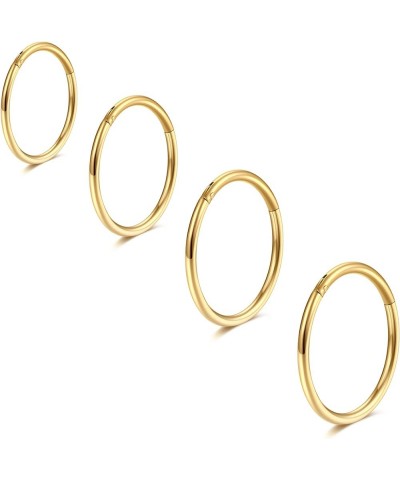 Gold Hinged 20g 18g 16g Nose Rings Hoops 6mm 8mm 10mm 12mm 14mm 16mm Septum Ring Clicker Cartilage Helix Hoop Earrings Set 18...