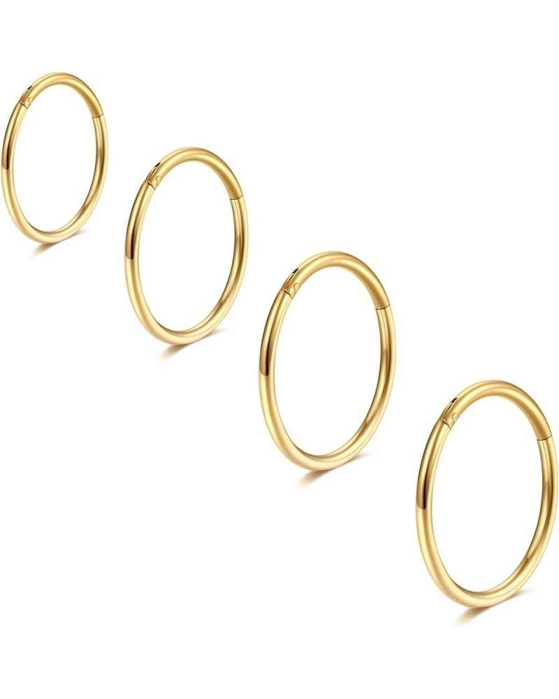 Gold Hinged 20g 18g 16g Nose Rings Hoops 6mm 8mm 10mm 12mm 14mm 16mm Septum Ring Clicker Cartilage Helix Hoop Earrings Set 18...