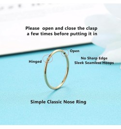 Gold Hinged 20g 18g 16g Nose Rings Hoops 6mm 8mm 10mm 12mm 14mm 16mm Septum Ring Clicker Cartilage Helix Hoop Earrings Set 18...