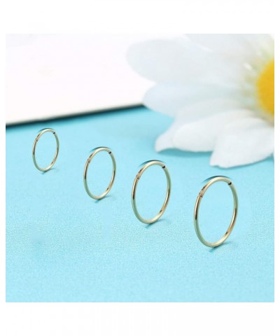 Gold Hinged 20g 18g 16g Nose Rings Hoops 6mm 8mm 10mm 12mm 14mm 16mm Septum Ring Clicker Cartilage Helix Hoop Earrings Set 18...