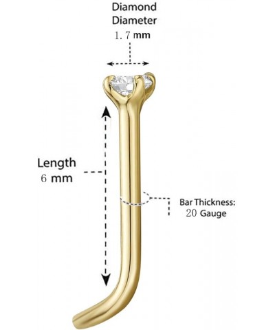 0.01 to 0.07 Carat Lab Grown Diamond Curved Screw Nose Ring in 14k White or Yellow Gold (D-E, VVS1-VVS2 to I2-I3, cttw) 20 Ga...