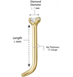 0.01 to 0.07 Carat Lab Grown Diamond Curved Screw Nose Ring in 14k White or Yellow Gold (D-E, VVS1-VVS2 to I2-I3, cttw) 20 Ga...