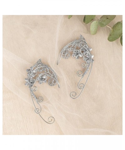 Elven Ear Cuffs for Women, Handmade Elf Fairy Earrings Cuff Wrap Clip-on Filigree Earrings for Fantasy Fairy Halloween Costum...