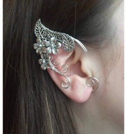 Elven Ear Cuffs for Women, Handmade Elf Fairy Earrings Cuff Wrap Clip-on Filigree Earrings for Fantasy Fairy Halloween Costum...