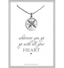 Sterling Silver Compass Necklace for Women, Graduation Gift Necklace, Retirement Gift, 18 Inches $19.50 Necklaces