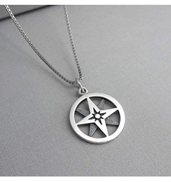 Sterling Silver Compass Necklace for Women, Graduation Gift Necklace, Retirement Gift, 18 Inches $19.50 Necklaces