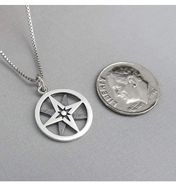 Sterling Silver Compass Necklace for Women, Graduation Gift Necklace, Retirement Gift, 18 Inches $19.50 Necklaces