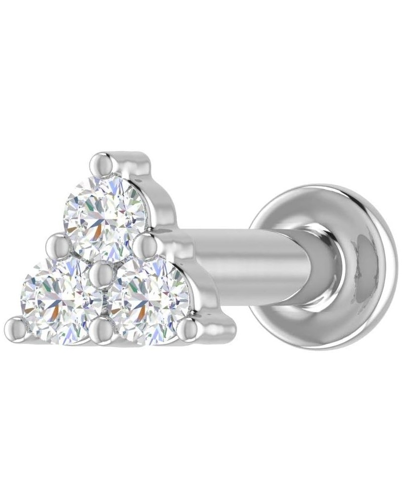 0.03 to 1/10 Carat 3-Stone Diamond Nose Pin Stud in 18K Gold (SI1-SI2 Clarity) White Gold 0.07 carats $51.60 Body Jewelry