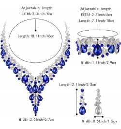 Women's Wedding Bridal Austrian Crystal Teardrop Flower Cluster Statement Necklace Dangle Earrings Jewelry Set for Party Prom...