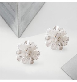 Dainty Big Bohemian Frosted White Acrylic Flower Petal Dangle Drop Stud Earrings for Women Girls Statement Summer Vacation Fl...