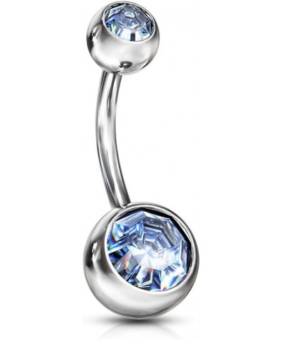 Double Gem Belly Button Navel Ring 14 Gauge 7/16 Light Blue $6.37 Body Jewelry