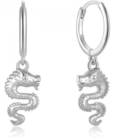 Novelty Earrings, Drop Earrings Gemstone Dragon Shape with Cubic Zirconia Sterling Silver White Gold $13.98 Earrings