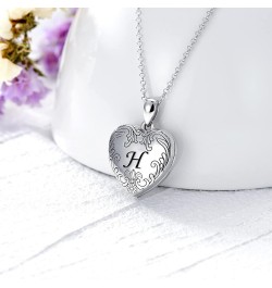 10K 14K 18K Solid White Gold/Plated Gold Locket Cameo Initial Heart Locket Necklace That Holds Pictures Personalized Photo Lo...