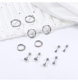 Huggie Hoop Earrings for Women 316L Stainless Steel Small Cubic Zirconia Hoop Earrings Flat Back Tiny Ball CZ Stud Earrings C...