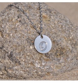 Personalized Birthstone Initial A Necklace Engraved Disc Danity Pendant Necklaces Silver O $8.79 Necklaces