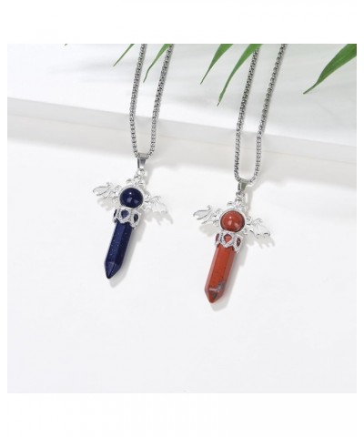 Healing Crystal Necklace for Womens Pendant Necklace Angel Wings Necklaces Birthstone Jewelry Gemstone Women Men Bullet Gothi...