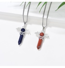 Healing Crystal Necklace for Womens Pendant Necklace Angel Wings Necklaces Birthstone Jewelry Gemstone Women Men Bullet Gothi...