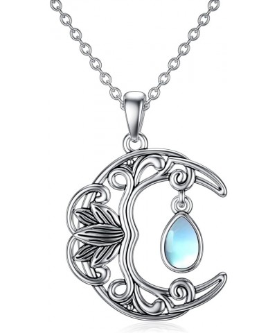 Mother's Day Gifts for Women Mother Girls 925 Sterling Silver Necklace Birthdays Gifts Lotus Moon $24.48 Necklaces