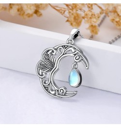 Mother's Day Gifts for Women Mother Girls 925 Sterling Silver Necklace Birthdays Gifts Lotus Moon $24.48 Necklaces