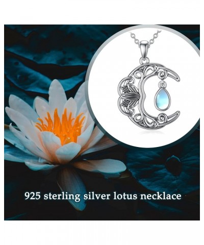 Mother's Day Gifts for Women Mother Girls 925 Sterling Silver Necklace Birthdays Gifts Lotus Moon $24.48 Necklaces