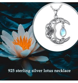 Mother's Day Gifts for Women Mother Girls 925 Sterling Silver Necklace Birthdays Gifts Lotus Moon $24.48 Necklaces