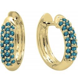 0.30 Carat (ctw) 14K Ladies Pave Set Huggies Hoop Earrings 1/3 CT, Yellow Gold Blue Diamond $155.18 Earrings