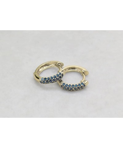 0.30 Carat (ctw) 14K Ladies Pave Set Huggies Hoop Earrings 1/3 CT, Yellow Gold Blue Diamond $155.18 Earrings