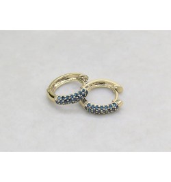 0.30 Carat (ctw) 14K Ladies Pave Set Huggies Hoop Earrings 1/3 CT, Yellow Gold Blue Diamond $155.18 Earrings