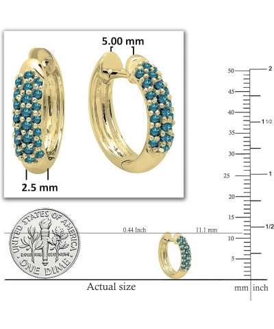 0.30 Carat (ctw) 14K Ladies Pave Set Huggies Hoop Earrings 1/3 CT, Yellow Gold Blue Diamond $155.18 Earrings