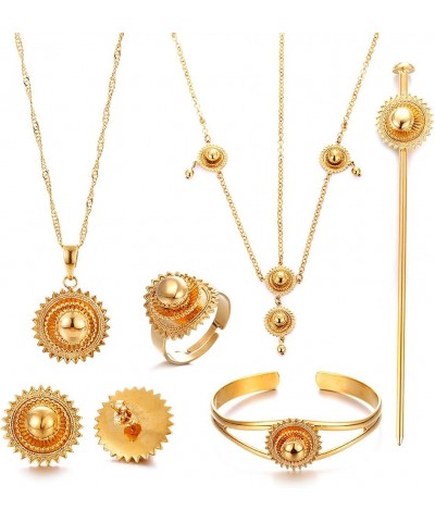 18K Gold Plated Ethiopian Jewelry Sets for women Wedding Party Bridesmaid Habesha Jewelry S48C $14.52 Jewelry Sets