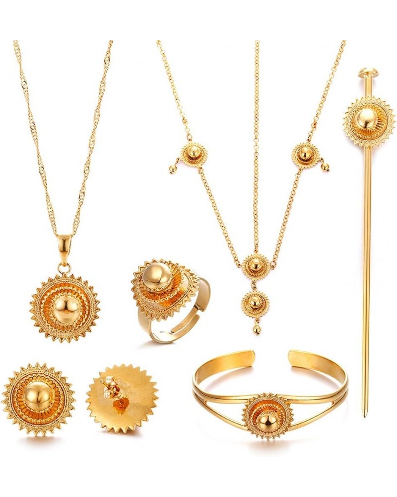 18K Gold Plated Ethiopian Jewelry Sets for women Wedding Party Bridesmaid Habesha Jewelry S48C $14.52 Jewelry Sets