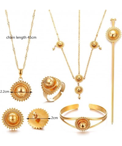 18K Gold Plated Ethiopian Jewelry Sets for women Wedding Party Bridesmaid Habesha Jewelry S48C $14.52 Jewelry Sets