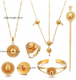 18K Gold Plated Ethiopian Jewelry Sets for women Wedding Party Bridesmaid Habesha Jewelry S48C $14.52 Jewelry Sets