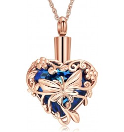 Butterfly Heart Urn Necklaces Cremation Jewelry for Ashes for Women Men Memorial Human Ashes Pendant A Rose Gold-Blue $11.21 ...