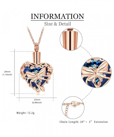 Butterfly Heart Urn Necklaces Cremation Jewelry for Ashes for Women Men Memorial Human Ashes Pendant A Rose Gold-Blue $11.21 ...