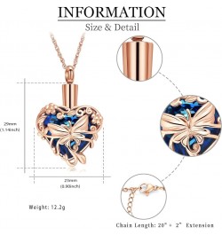 Butterfly Heart Urn Necklaces Cremation Jewelry for Ashes for Women Men Memorial Human Ashes Pendant A Rose Gold-Blue $11.21 ...