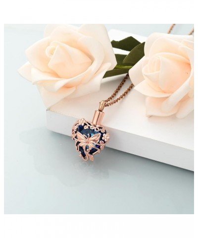 Butterfly Heart Urn Necklaces Cremation Jewelry for Ashes for Women Men Memorial Human Ashes Pendant A Rose Gold-Blue $11.21 ...