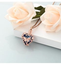 Butterfly Heart Urn Necklaces Cremation Jewelry for Ashes for Women Men Memorial Human Ashes Pendant A Rose Gold-Blue $11.21 ...