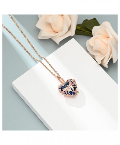 Butterfly Heart Urn Necklaces Cremation Jewelry for Ashes for Women Men Memorial Human Ashes Pendant A Rose Gold-Blue $11.21 ...